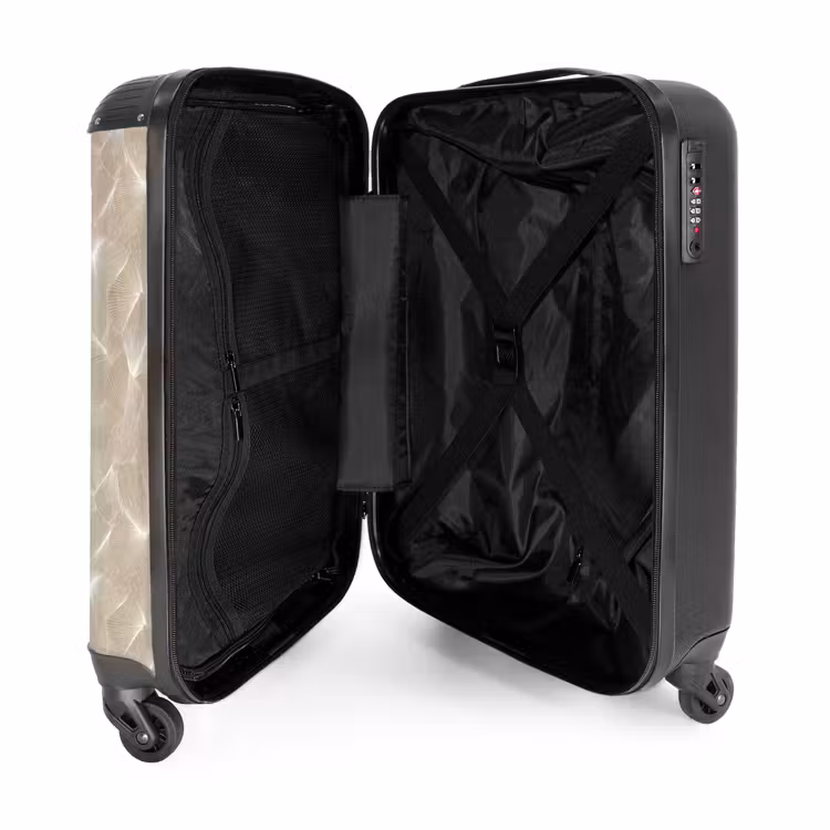 Organisch - Textuur - Beige NBS - Handbagage koffer - Volwassenen Unisex middel -binnenkant