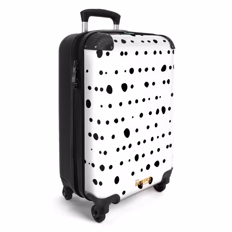 Organische zwarte stippen op witte achtergrond NBS - Handbagage koffer - Volwassenen Unisex middel -productfoto_3d
