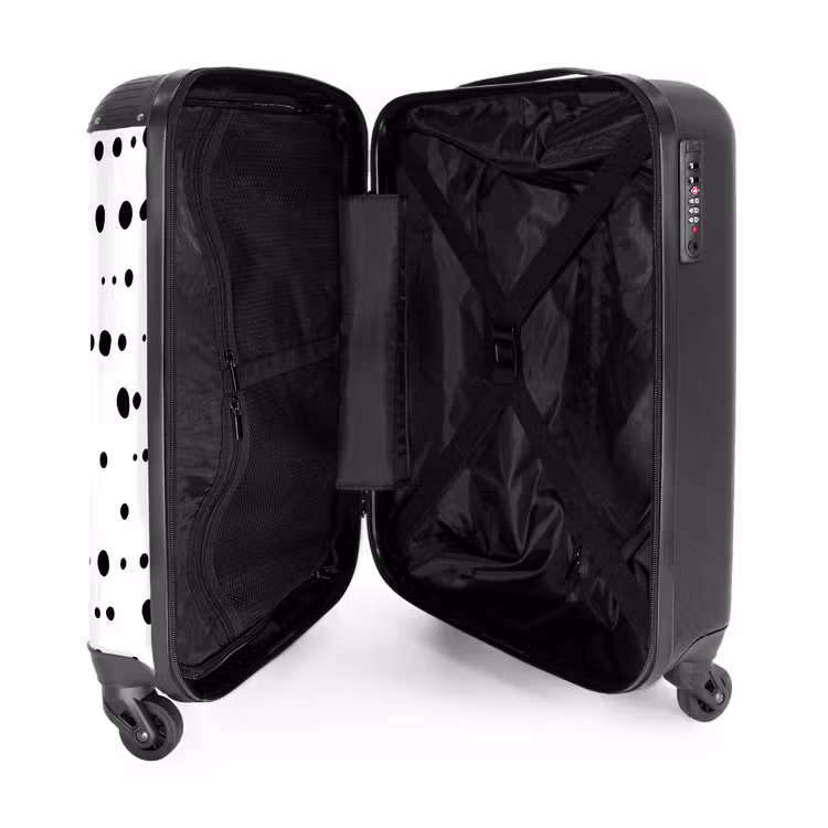 Organische zwarte stippen op witte achtergrond NBS - Handbagage koffer - Volwassenen Unisex middel -binnenkant