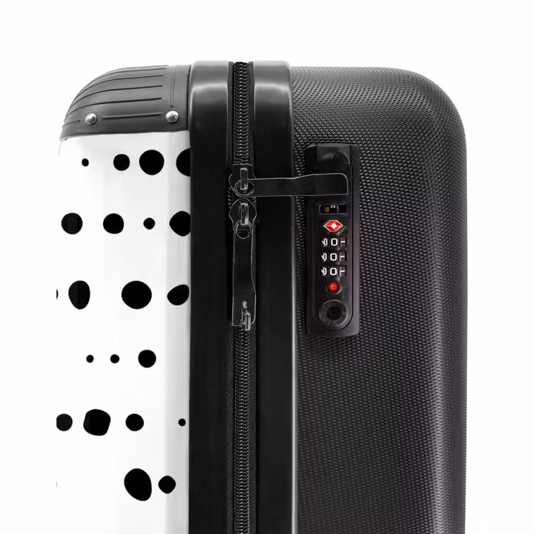 Organische zwarte stippen op witte achtergrond NBS - Handbagage koffer - Volwassenen Unisex middel -slot