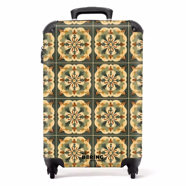 Ornament - Patroon - Groen NBS - Handbagage koffer - Volwassenen Unisex middel -productfoto_recht