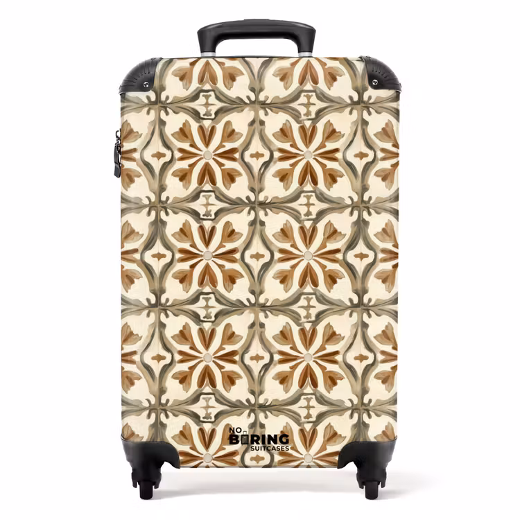Siertegel - Patroon - Bruin NBS - Handbagage koffer - Volwassenen Unisex middel -productfoto_recht