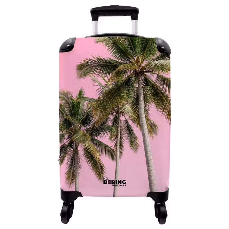 Koffer - Palme – Tropisch – Rosa - Palmboom - Tropisch - Pink NBS - Handbagage koffer - Vrouwen middel