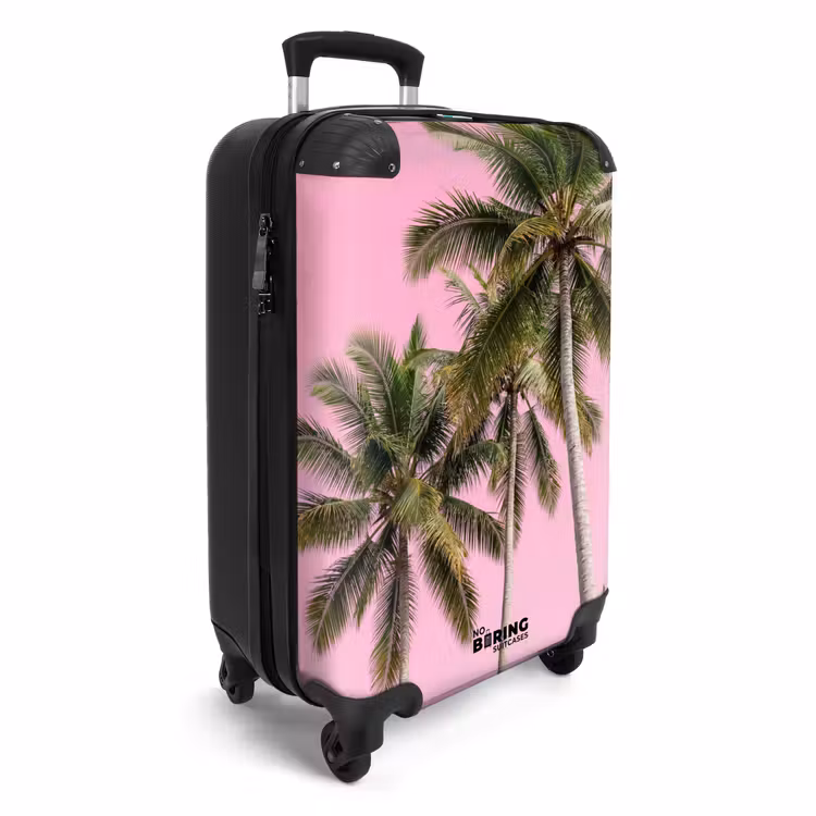 Koffer - Palme – Tropisch – Rosa - Palmboom - Tropisch - Pink NBS - Handbagage koffer - Vrouwen middel