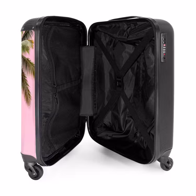Koffer - Palme – Tropisch – Rosa - Palmboom - Tropisch - Pink NBS - Handbagage koffer - Vrouwen middel