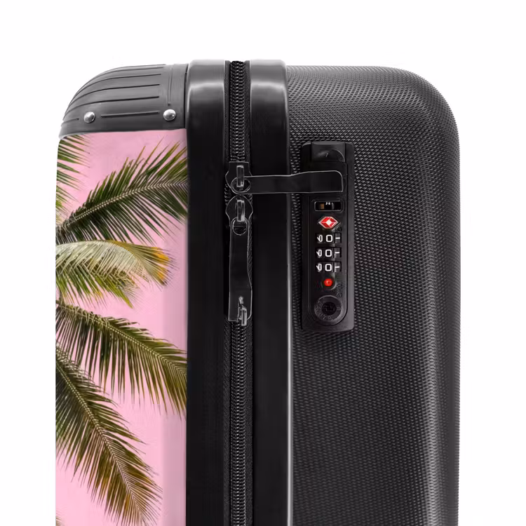 Koffer - Palme – Tropisch – Rosa - Palmboom - Tropisch - Pink NBS - Handbagage koffer - Vrouwen middel
