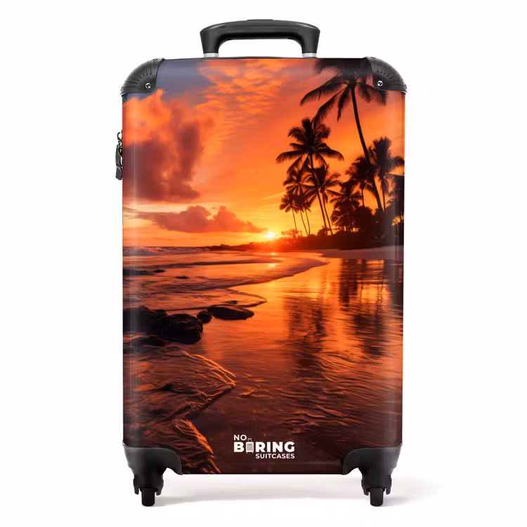 Palmbomen bij zonsondergang NBS - Handbagage koffer - Volwassenen Unisex middel -productfoto_recht