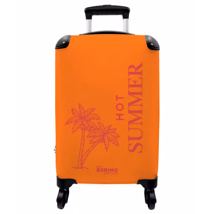 Koffer - Palmen – Orange – Rosa - Palmbomen - Oranje - Roze NBS - Handbagage koffer - Vrouwen middel