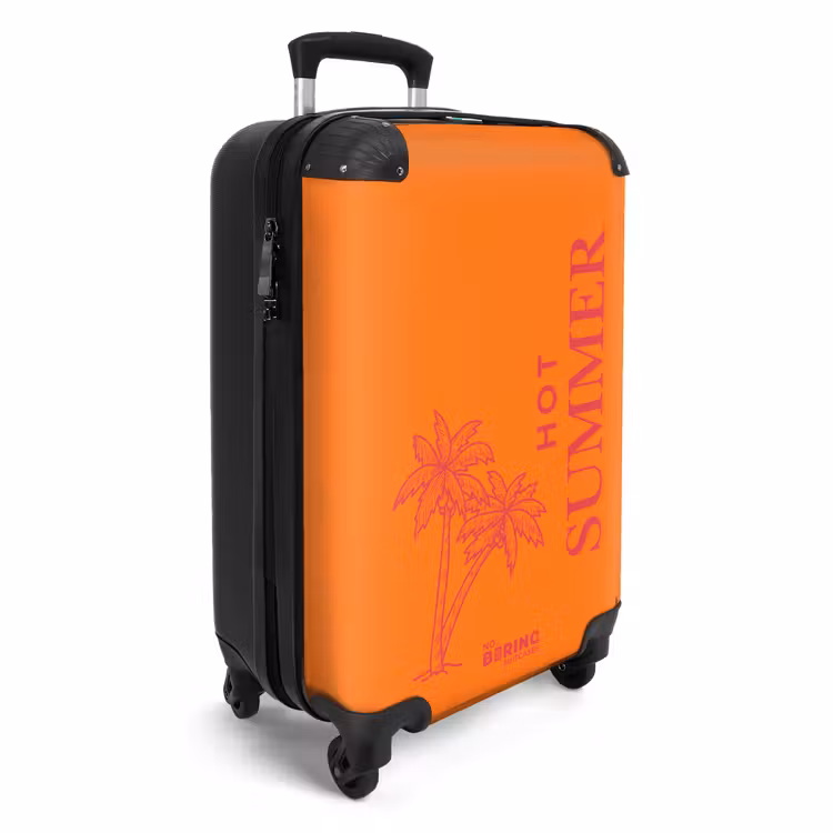 Koffer - Palmen – Orange – Rosa - Palmbomen - Oranje - Roze NBS - Handbagage koffer - Vrouwen middel