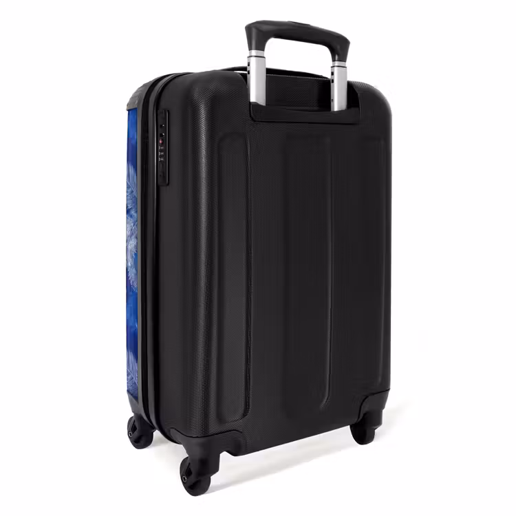 Palmblad - Patroon - Blauw NBS - Handbagage koffer - Volwassenen Unisex middel -achterkant