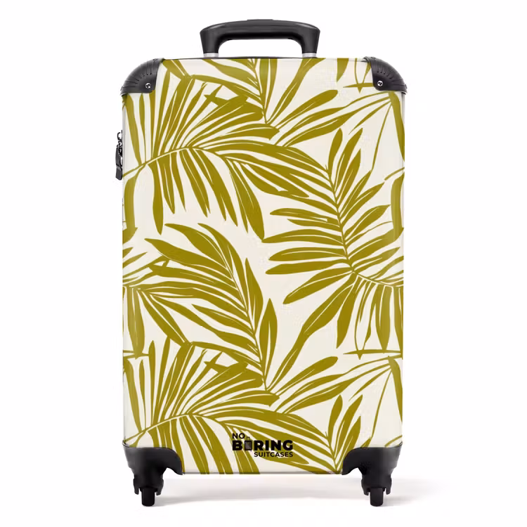 Palmblad - Patroon - Groen NBS - Handbagage koffer - Volwassenen Unisex middel -productfoto_recht