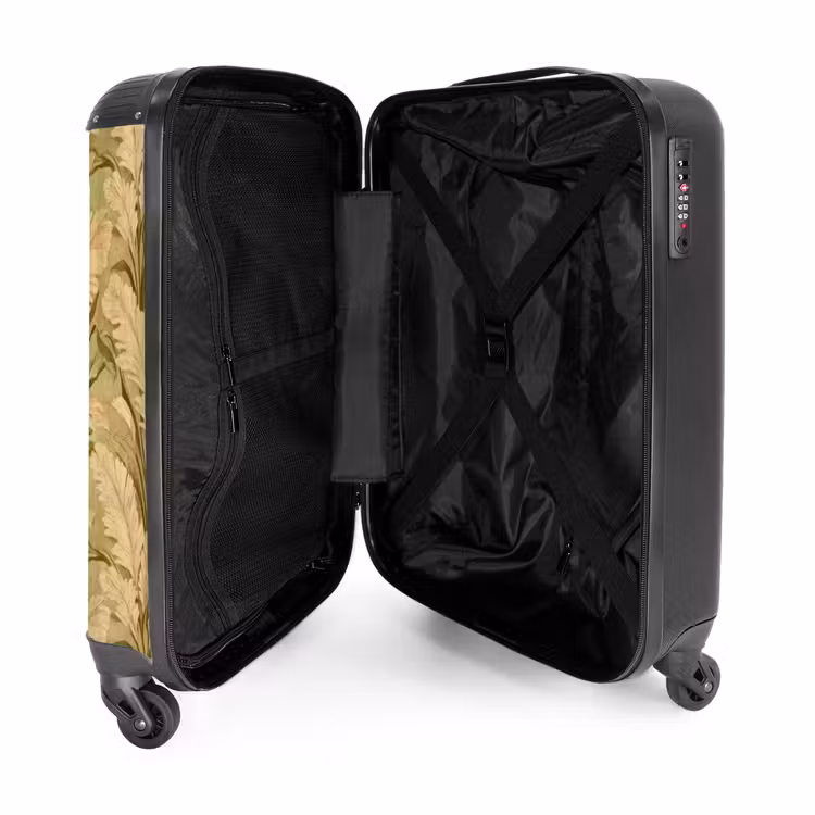 Palmbladeren - Klassiek - Groen NBS - Handbagage koffer - Volwassenen Unisex middel -binnenkant