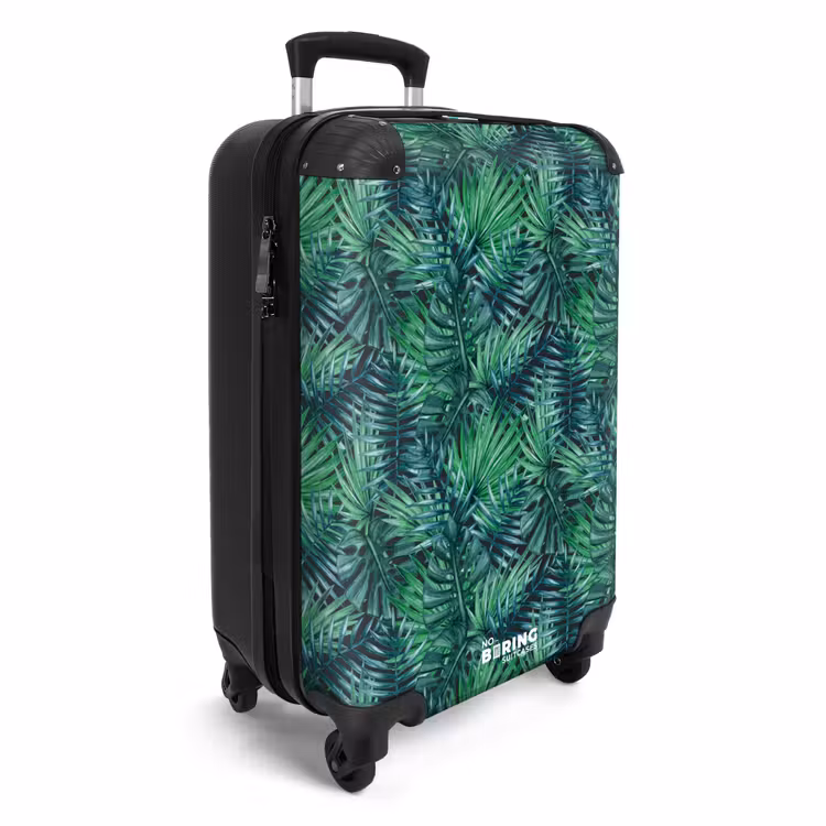 Palm bladeren monstera patroon groen NBS - Handbagage koffer - Volwassenen Unisex middel -productfoto_3d