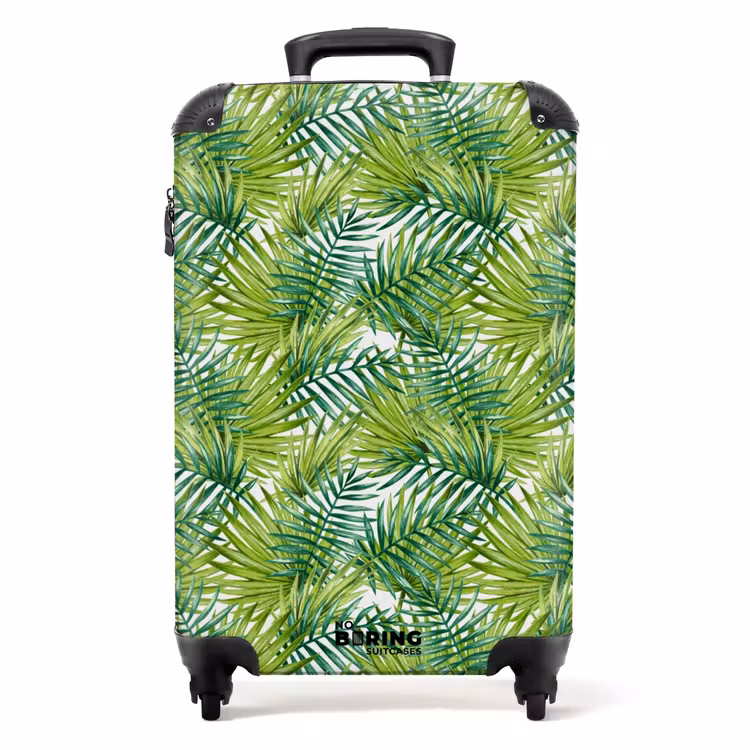 Palm bladeren patroon licht groen NBS - Handbagage koffer - Volwassenen Unisex middel -productfoto_recht