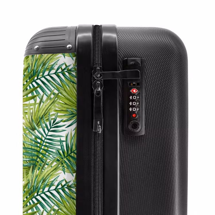 Palm bladeren patroon licht groen NBS - Handbagage koffer - Volwassenen Unisex middel -slot