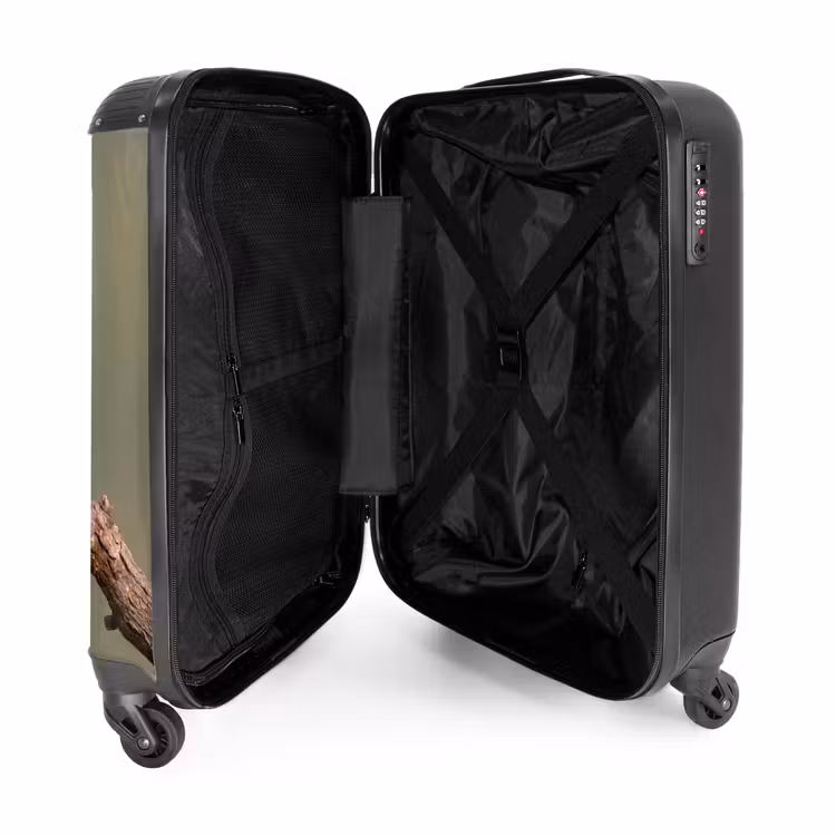 Koffer - Papagei – Ast – Natur – Bunt - Papagaai - Tak - Natuur - Kleurrijk NBS - Handbagage koffer - Volwassenen Unisex middel