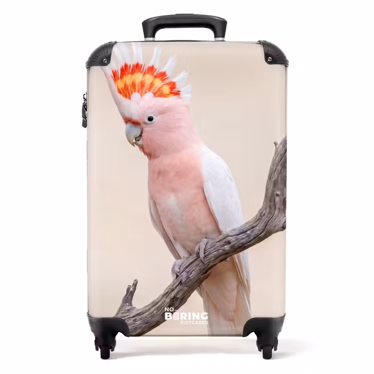 Koffer - Papagei – Ast – Rosa - Papagaai - Tak - Roze NBS - Handbagage koffer - Volwassenen Unisex middel