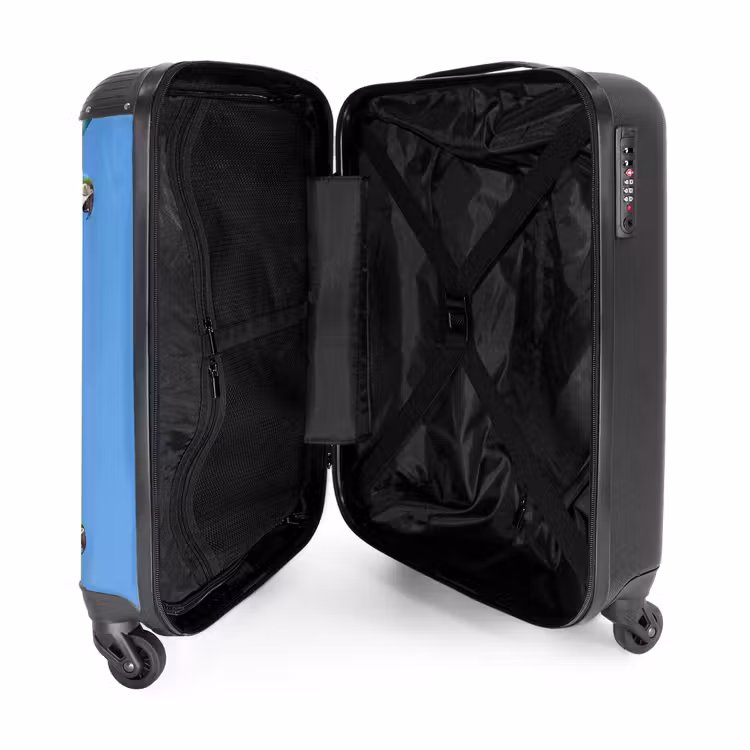 Koffer - Papagei – Fliegen – Blau – Gelb - Papagaai - Vliegen - Blauw - Geel NBS - Handbagage koffer - Volwassenen Unisex middel