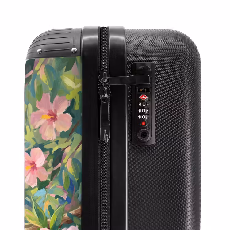 Koffer - Papagei – Hibiskusblüten – Bunt - Papagaai - Hibiscusbloemen - Kleurrijk NBS - Handbagage koffer - Vrouwen middel