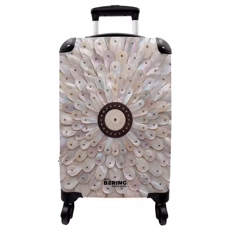 Koffer - Perlmutt – Muster – Dekoration – Handwerk – Weiß - Parelmoer - Patroon - Decoratie - Ambacht - Wit NBS - Handbagage koffer - Vrouwen middel