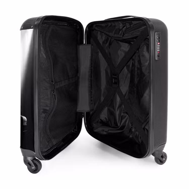 Koffer - Person – Klavier – Musik – Schwarz-Weiß – Bühne - Persoon - Piano - Muziek - Zwart-wit - Podium NBS - Handbagage koffer - Volwassenen Unisex middel