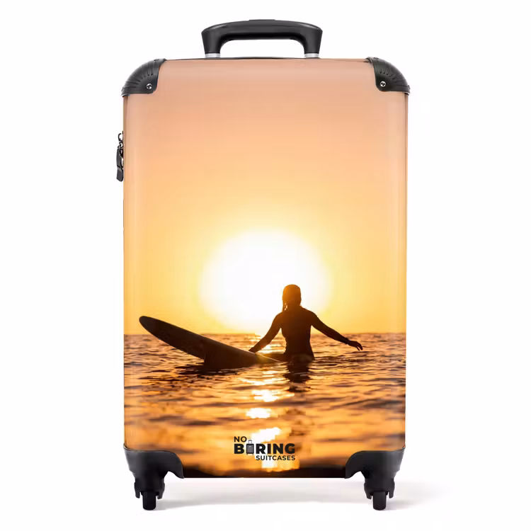 Koffer - Person – Surfen – Sonnenuntergang – Meer – Orange - Persoon - Surfen - Zonsondergang - Zee - Oranje NBS - Handbagage koffer - Volwassenen Unisex middel