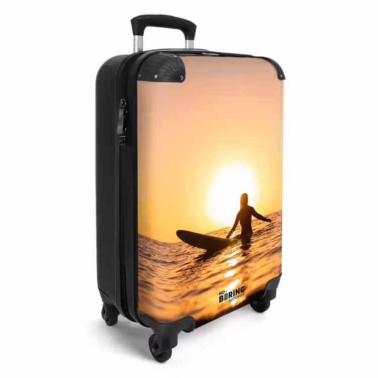 Koffer - Person – Surfen – Sonnenuntergang – Meer – Orange - Persoon - Surfen - Zonsondergang - Zee - Oranje NBS - Handbagage koffer - Volwassenen Unisex middel