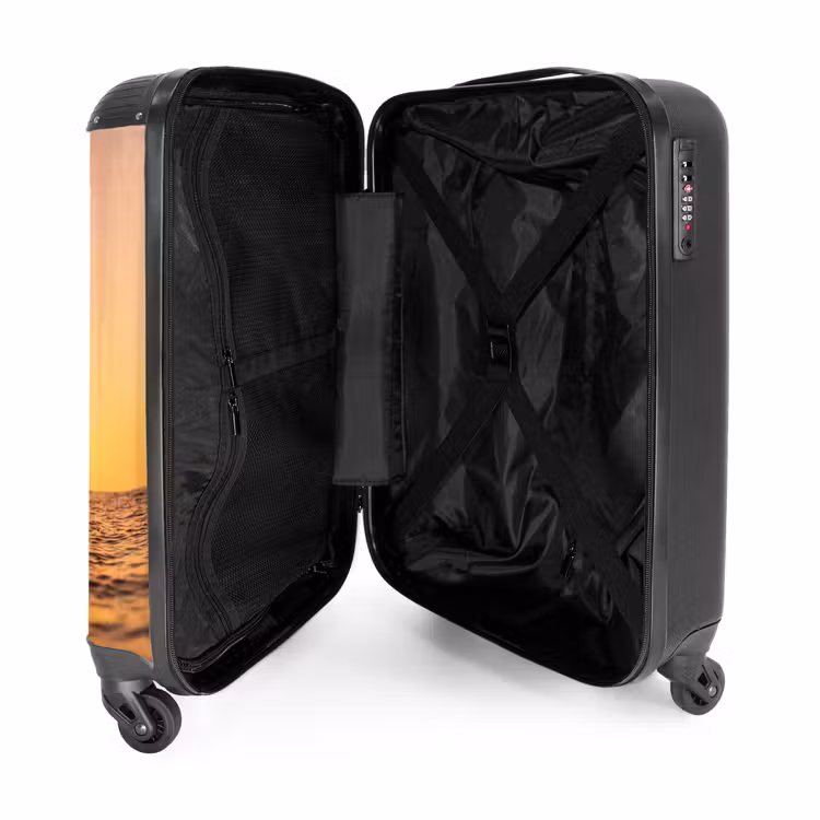 Koffer - Person – Surfen – Sonnenuntergang – Meer – Orange - Persoon - Surfen - Zonsondergang - Zee - Oranje NBS - Handbagage koffer - Volwassenen Unisex middel