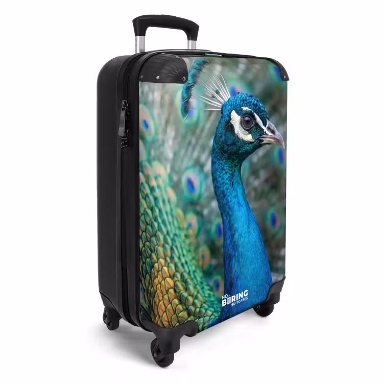 Koffer - Pfau – Federn – Blau - Pauw - Veren - Blauw NBS - Handbagage koffer - Volwassenen Unisex middel