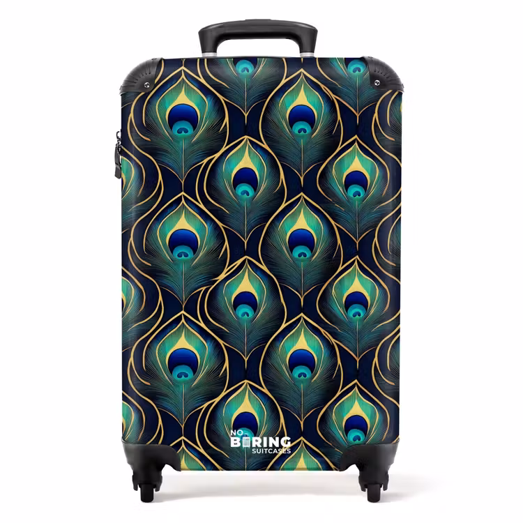 Koffer - Pfau - Federn - Grün - Pauw - Veren - Groen NBS - Handbagage koffer - Volwassenen Unisex middel