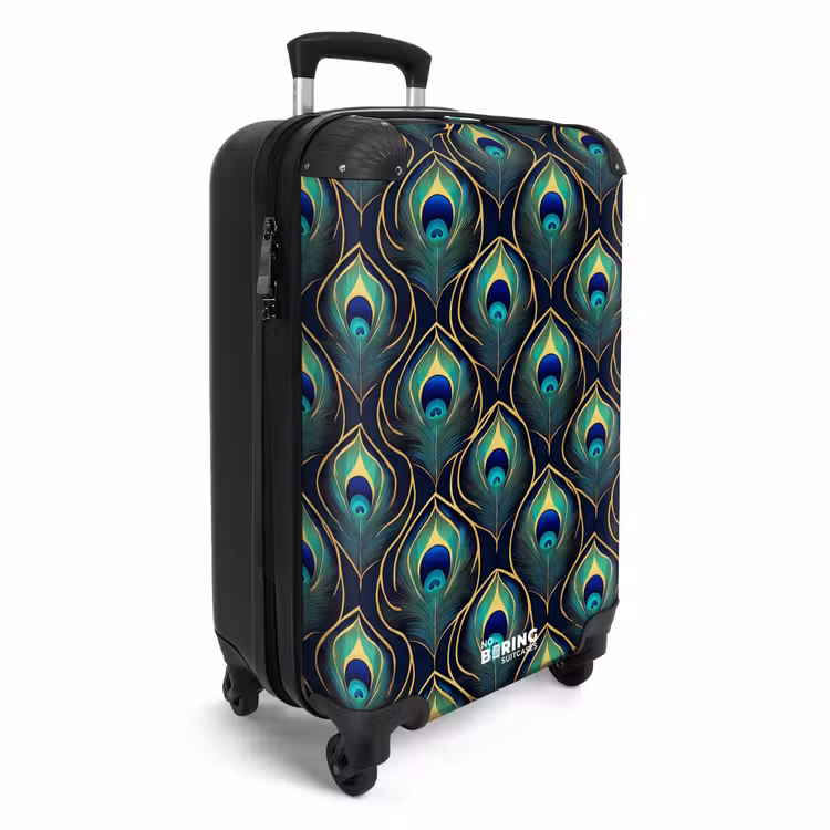 Koffer - Pfau - Federn - Grün - Pauw - Veren - Groen NBS - Handbagage koffer - Volwassenen Unisex middel
