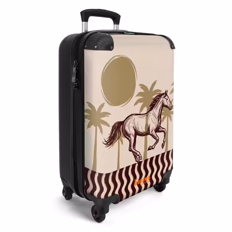 Koffer - Pferd – im Galopp – Wüste – Illustration - Paard - Galopperend - Woestijn - Illustratie NBS - Handbagage koffer - Vrouwen middel