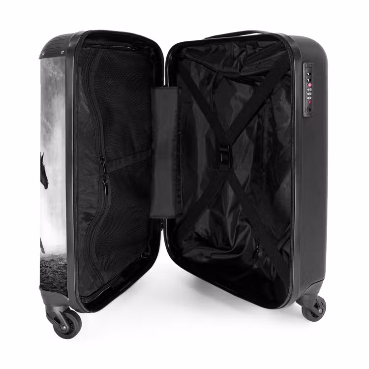 Koffer - Pferd – Stoff – Schwarz-Weiß – Tiere - Paard - Stof - Zwart-wit - Dieren NBS - Handbagage koffer - Volwassenen Unisex middel