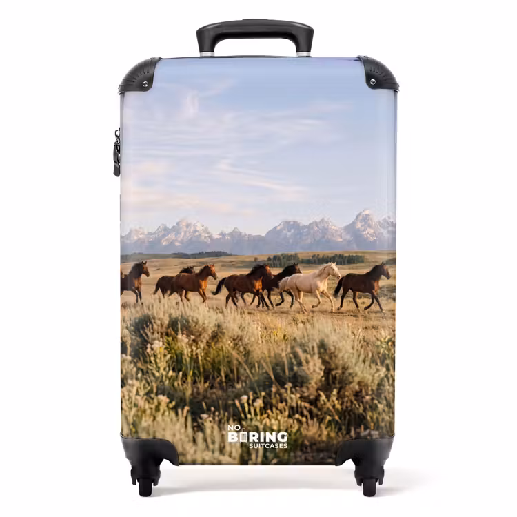 Koffer - Pferde – Herde – Berge – Freiheit – Wild - Paarden - Kudde - Bergen - Vrijheid - Wild NBS - Handbagage koffer - Volwassenen Unisex middel