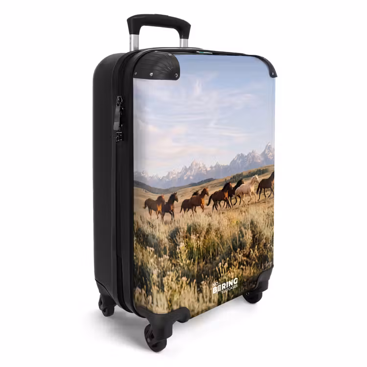 Koffer - Pferde – Herde – Berge – Freiheit – Wild - Paarden - Kudde - Bergen - Vrijheid - Wild NBS - Handbagage koffer - Volwassenen Unisex middel