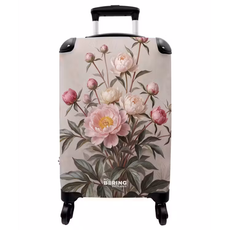 Koffer - Pfingstrosen – Blumenstrauß – Rosa - Pioenrozen - Boeket - Roze NBS - Handbagage koffer - Vrouwen middel