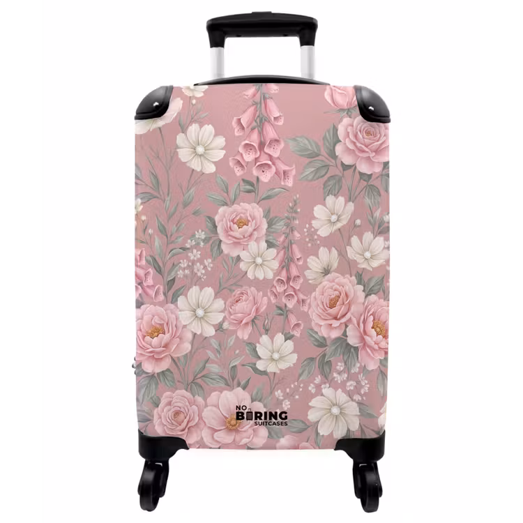 Koffer - Pfingstrosen – Fingerhut – Rosa - Pioenrozen - Vingerhoedskruid - Pink NBS - Handbagage koffer - Vrouwen middel