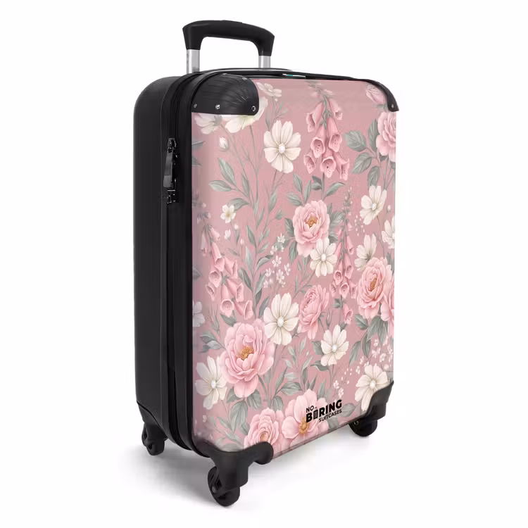 Koffer - Pfingstrosen – Fingerhut – Rosa - Pioenrozen - Vingerhoedskruid - Pink NBS - Handbagage koffer - Vrouwen middel