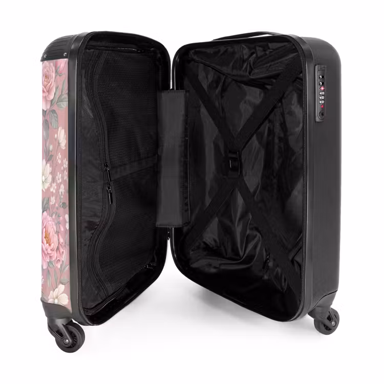 Koffer - Pfingstrosen – Fingerhut – Rosa - Pioenrozen - Vingerhoedskruid - Pink NBS - Handbagage koffer - Vrouwen middel