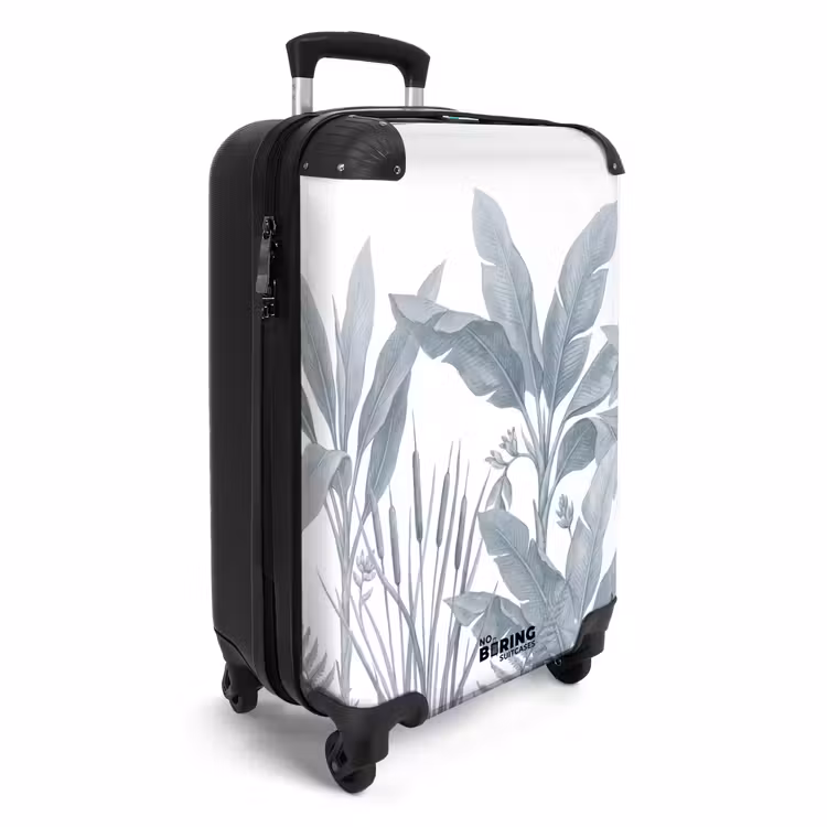 Koffer - Pflanzen – Blätter – Natur – Grau - Planten - Bladeren - Natuur - Grijs NBS - Handbagage koffer - Volwassenen Unisex middel