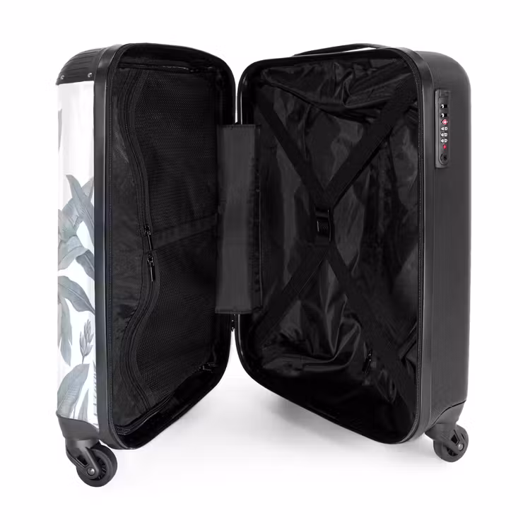 Koffer - Pflanzen – Blätter – Natur – Grau - Planten - Bladeren - Natuur - Grijs NBS - Handbagage koffer - Volwassenen Unisex middel