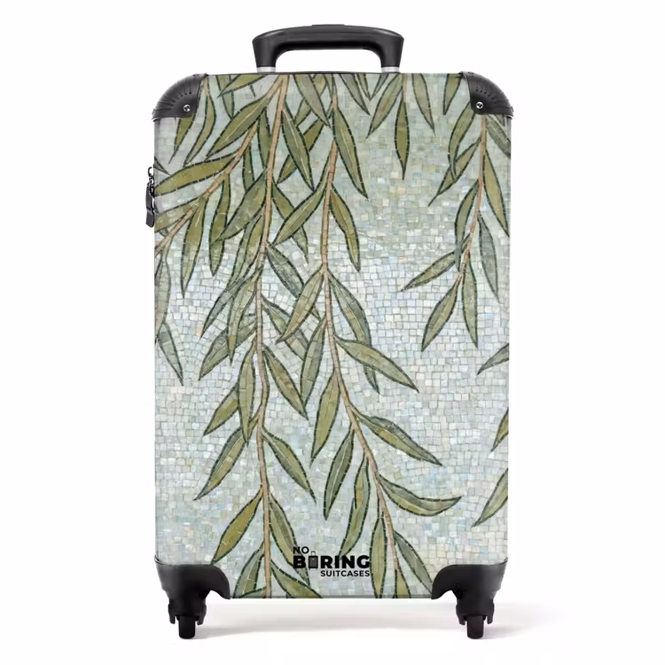 Koffer - Pflanzen – Mosaik – Muster – Grün – Blau - Planten - Mozaïek - Patroon - Groen - Blauw NBS - Handbagage koffer - Volwassenen Unisex middel