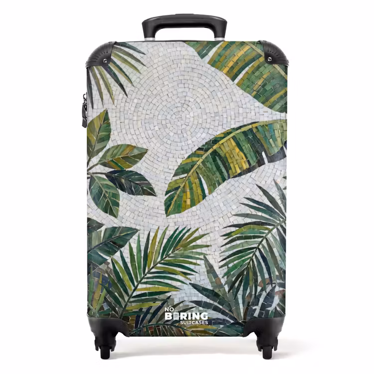 Koffer - Pflanzen – Tropisch – Mosaik – Grün – Natur - Planten - Tropisch - Mozaïek - Groen - Natuur NBS - Handbagage koffer - Volwassenen Unisex middel