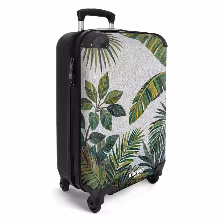 Koffer - Pflanzen – Tropisch – Mosaik – Grün – Natur - Planten - Tropisch - Mozaïek - Groen - Natuur NBS - Handbagage koffer - Volwassenen Unisex middel