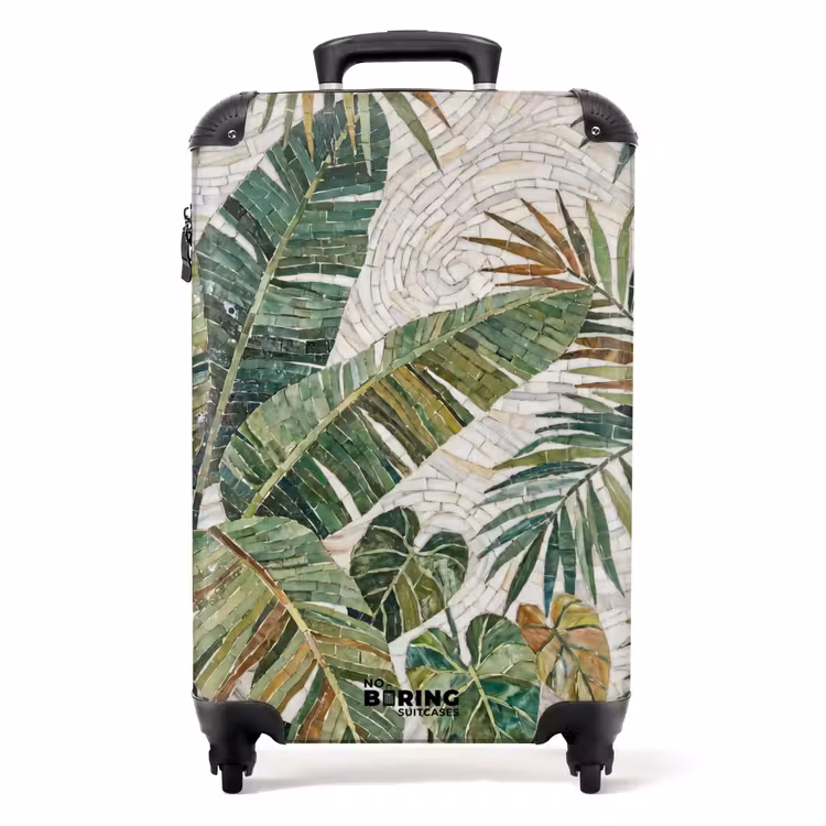 Koffer - Pflanzen – Tropisch – Mosaik – Natur – Grün - Planten - Tropisch - Mozaïek - Natuur - Groen NBS - Handbagage koffer - Volwassenen Unisex middel