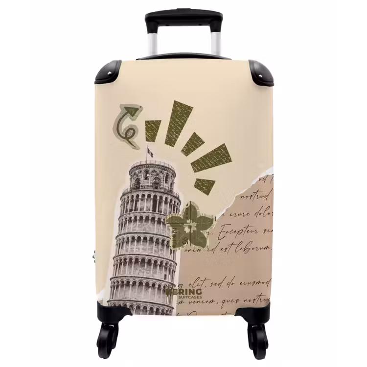Koffer - Pisa – Grün – Zeitung - Pisa - Groen - Krant NBS - Handbagage koffer - Vrouwen middel