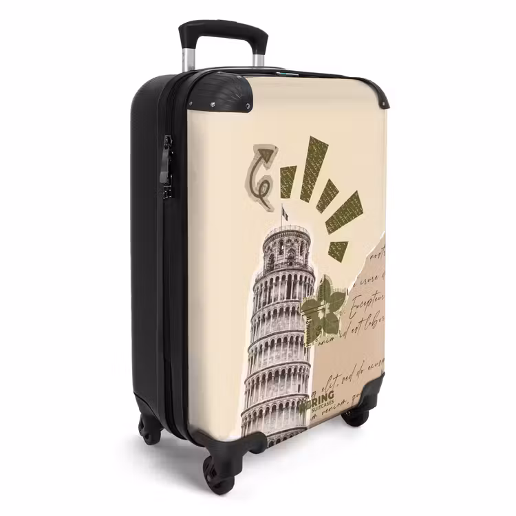 Koffer - Pisa – Grün – Zeitung - Pisa - Groen - Krant NBS - Handbagage koffer - Vrouwen middel