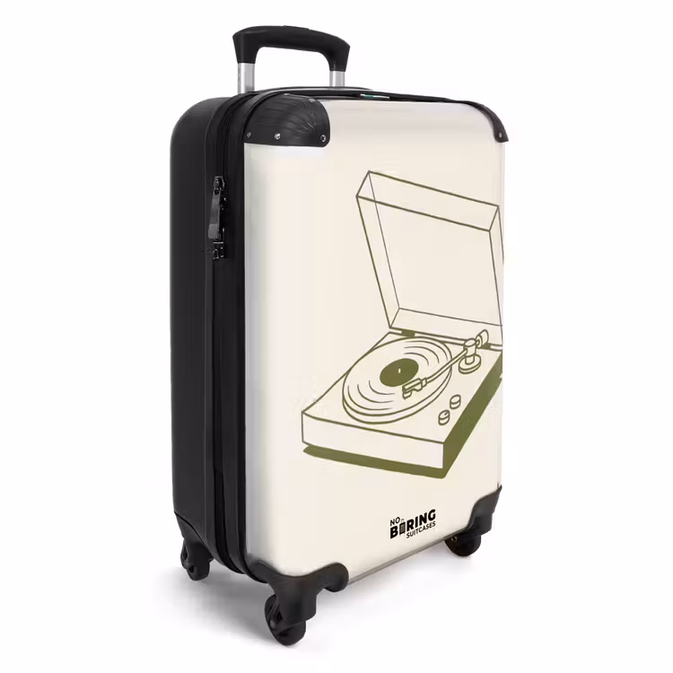 Koffer - Plattenspieler – Vinyl – Musik – Minimalistisch – Grün - Platenspeler - Vinyl - Muziek - Minimalistisch - Groen NBS - Handbagage koffer - Vrouwen middel
