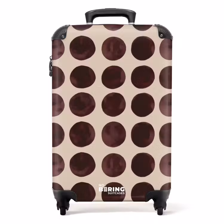 Stippen - Patroon - Bruin NBS - Handbagage koffer - Volwassenen Unisex middel -productfoto_recht