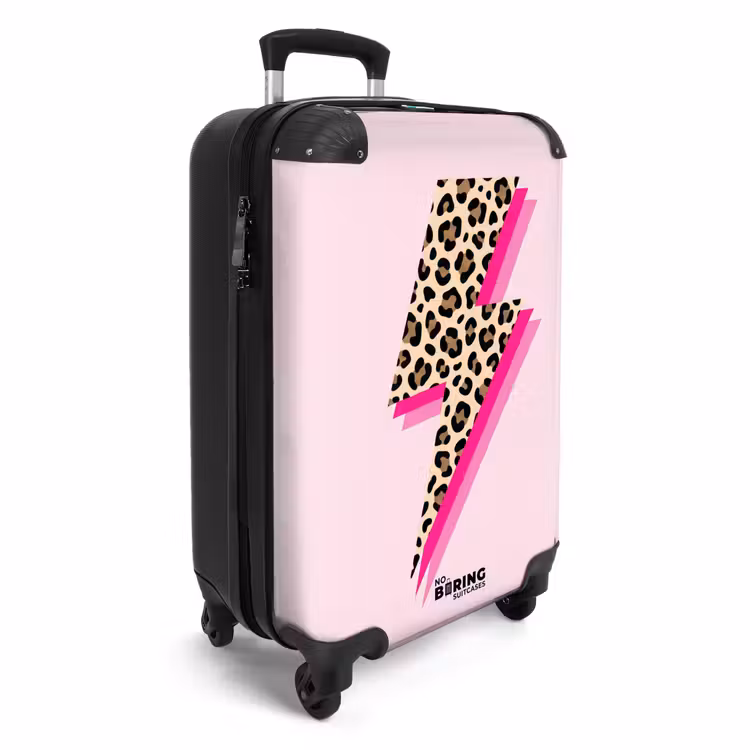 Stippen - Roze - Bliksem NBS - Handbagage koffer - Volwassenen Unisex middel -productfoto_3d